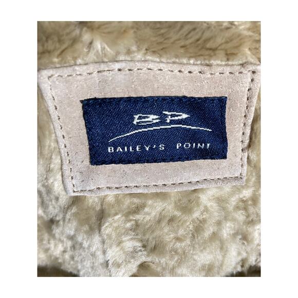 VTG Baileys Point Womens Leather Coat Jacket Light Tan Size Med Sherpa Like Trim - Picture 6 of 10